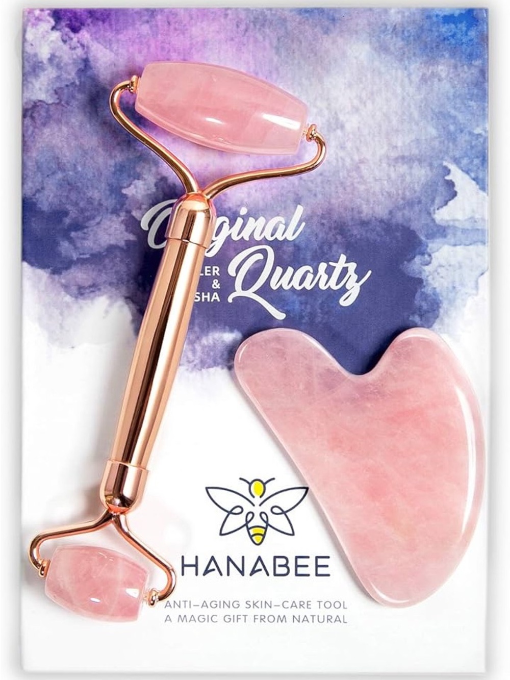 Rose Quartz Facial Roller and Gua Sha Facial Tool Set - Picture 5 of 5